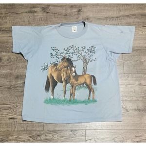 Vintage 90s 1994 Single Stitched Horse Art Nature T Shirt Womens Large L